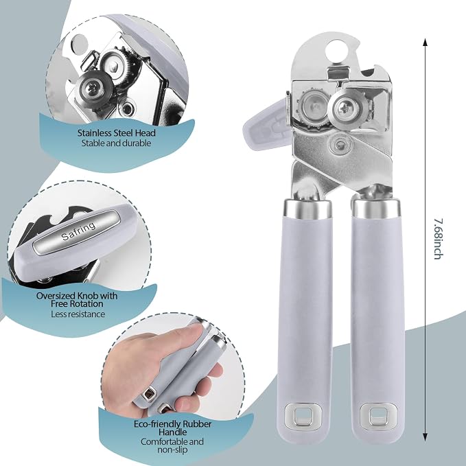 Safring Can Opener Manual, Heavy Duty Handheld Strong Can Opener - Image 2