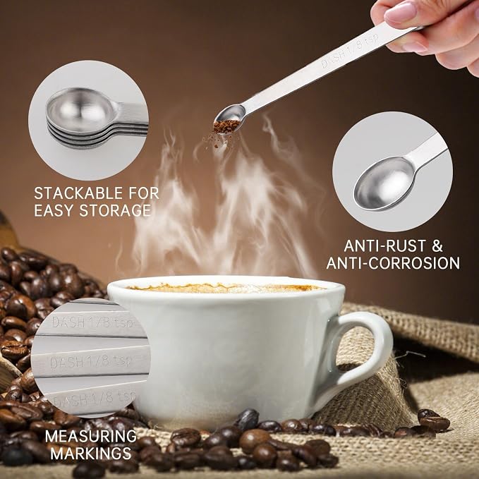 4 PCS 1/8 Teaspoon Single Measuring Spoon, Stainless Steel 1/8 Tsp Small - Image 3