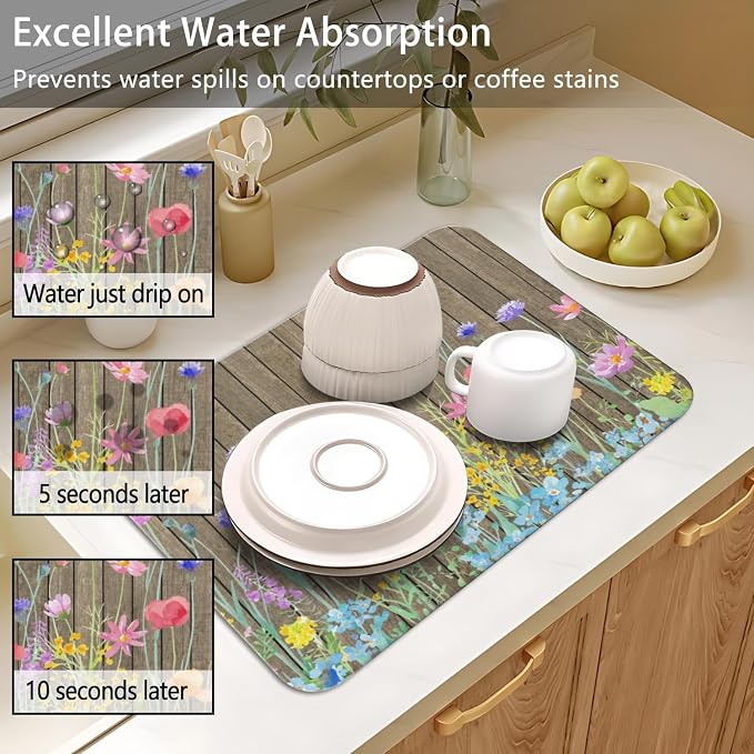 Dish Drying Mat for Kitchen Counter 2 Pack - Image 4