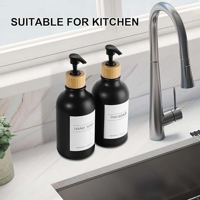 KASUNTING Black Soap Dispenser, 4 Pack Hand Soap Dispenser Bathroom - Image 7