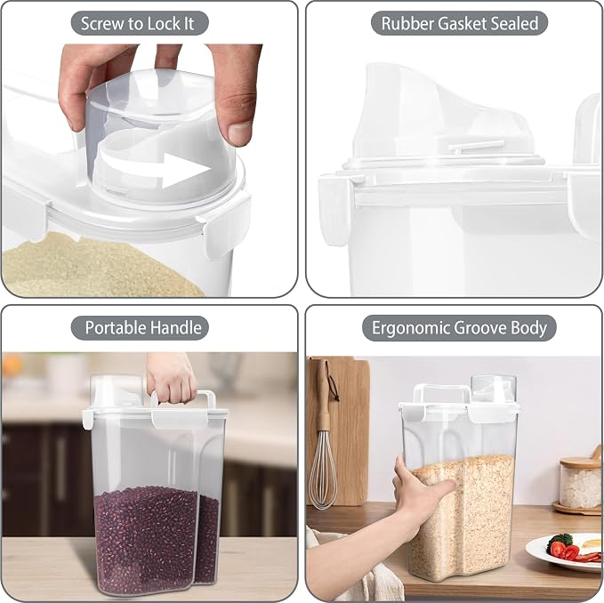 Komzon Rice Container, Airtight Rice Storage Container 10lb, Cereal Containers - Image 5