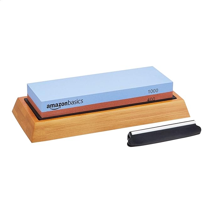 Amazon Basics Dual Sided Whetstone Knife Sharpening Stone 400/1000 Grit by AmazonBasics