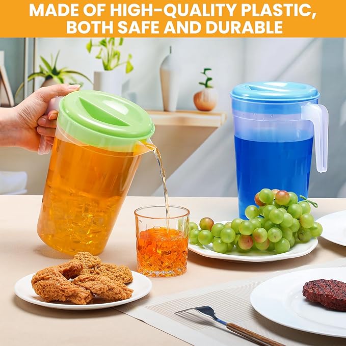 Honeydak 6 Pcs 70 Oz Round Clear Plastic Pitcher - Image 3