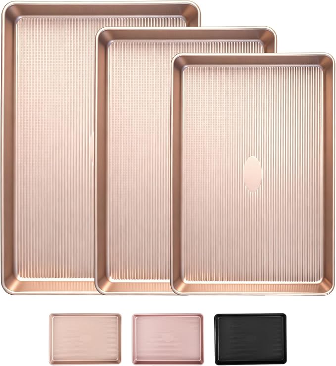 Sakerplus Nonstick Baking Sheet Pan Set of 3, Heavy Duty Cookie Sheets by SakerPlus