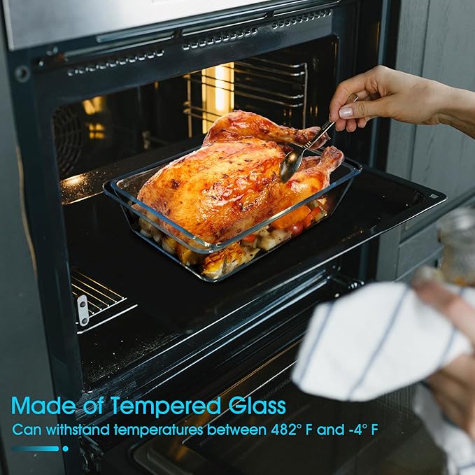 NUTRIUPS 3.7QT Rectangular Deep Glass Baking Dish, Glass Baking Pan - Image 4