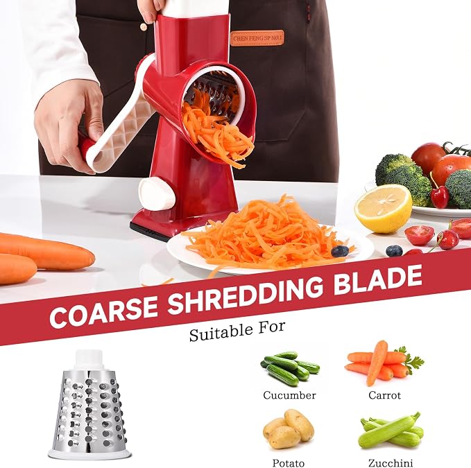 Rotary Cheese Grater with Handle Kitchen Shredder Slicer Grater Slicer Ice - Image 4