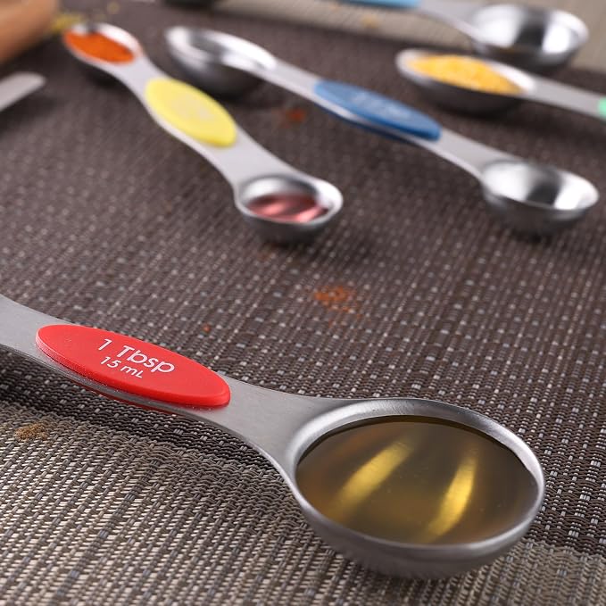 Magnetic Measuring Spoons Set Stainless Steel Dual Sided Stackable Teaspoon - Image 5