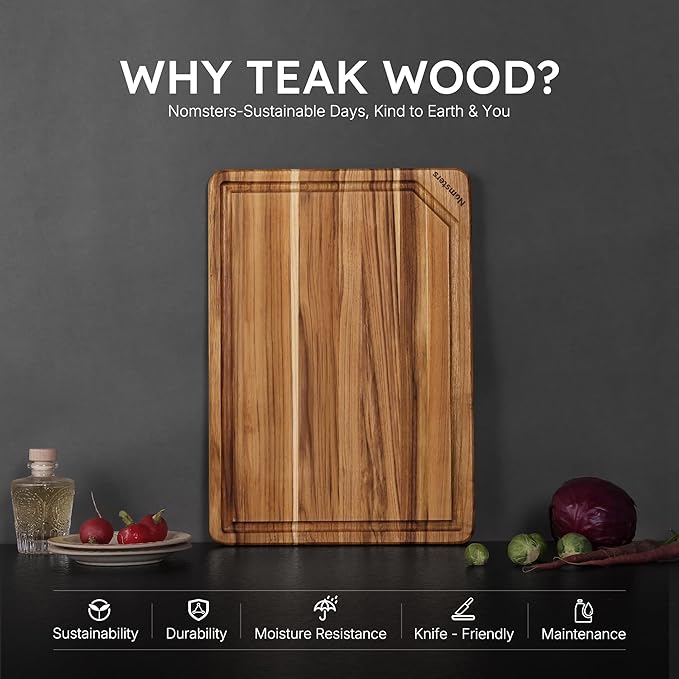 Teak Wood Cutting Board 17inch Wooden Chopping Board - Image 3