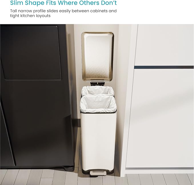 Home Zone Living 13 Gallon Slim Kitchen Trash Can - Image 4