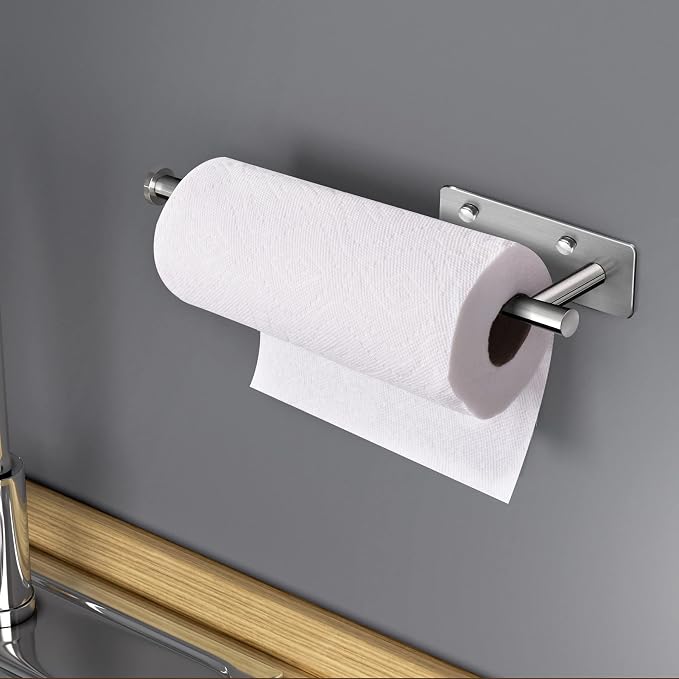 VAEHOLD Self Adhesive Paper Towel Holder Under Cabinet Mount, Wall Mounted - Image 7