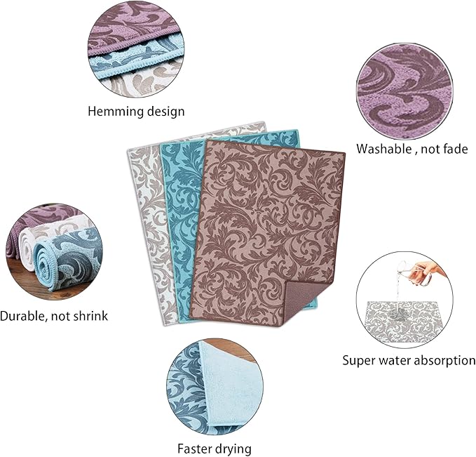 Microfiber Dish Drying Mat 3PCS, Ultra Absorbent & Quick Drying - Image 3
