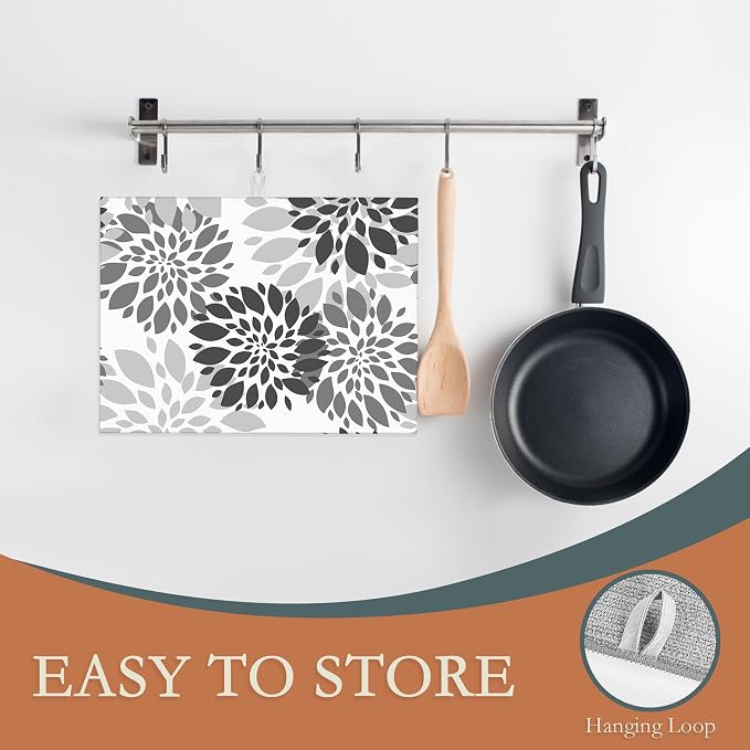 Black White Dahlia Dish Drying Mat - Image 3