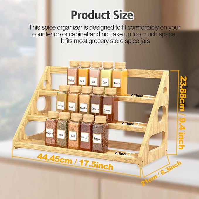 Spice Rack - Bamboo Wood Spice Rack Organization - Image 5
