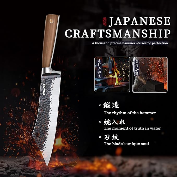 Huusk Grilling Gifts for Men Meat Cleaver Butcher Knife Hand Forged High Carbon - Image 3