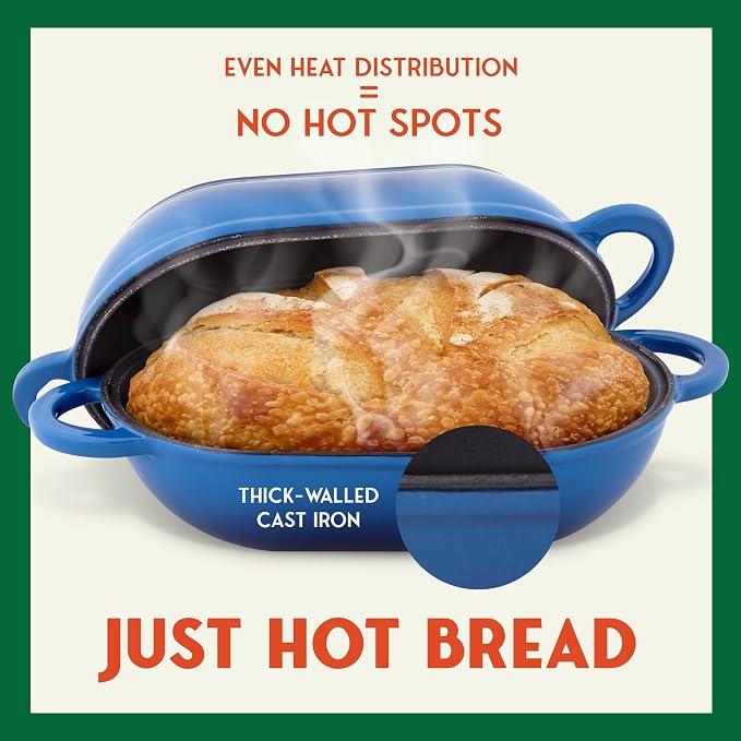 Enameled Cast Iron Bread Oven 2 Qt, Non-Stick Single Loaf Cast Iron Bread Pan - Image 4