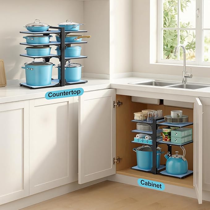LAMU Pots and Pans Organizer under Cabinet, 8-Tier Heavy Duty Pan Organizers - Image 8