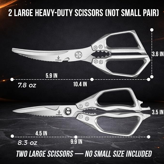 Heavy Duty Kitchen Shears for Bone Cutting, 2 Pack Ultra Sharp Poultry Scissors - Image 5