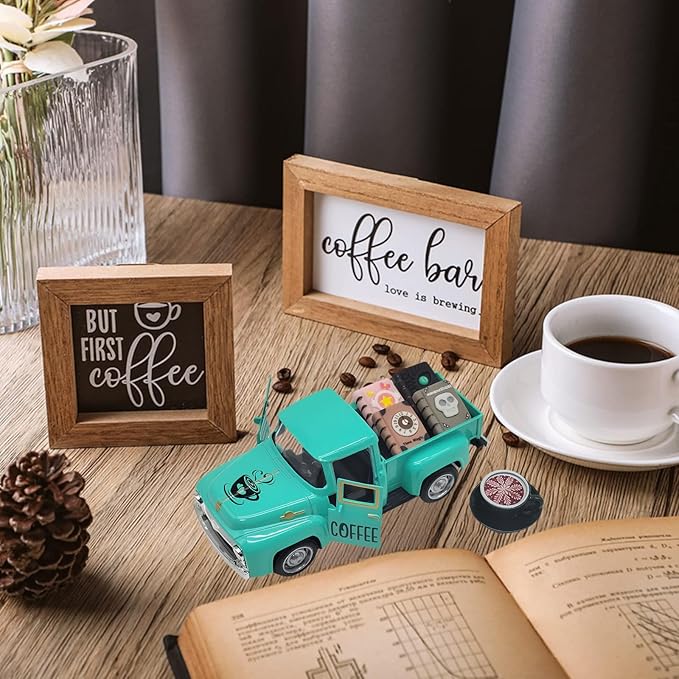 Coffee Bar Decor Vintage Mini Metal Truck Decor - Image 5
