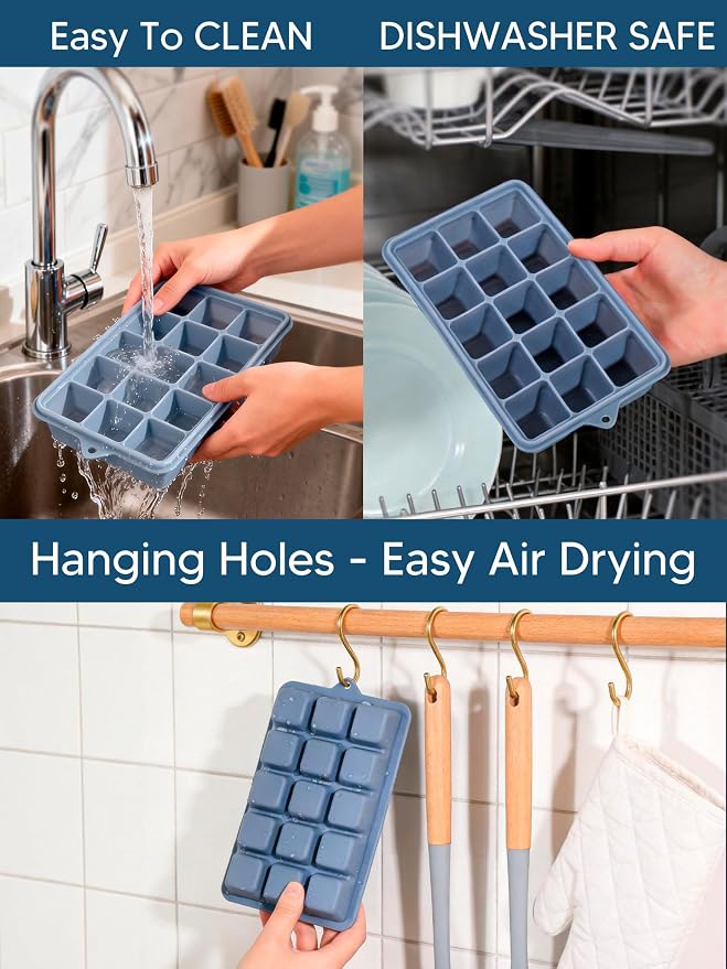 Silicone Ice Cube Trays with Lid, 2 Pack 30 Cubes, Easy Release Silicone Cube - Image 5