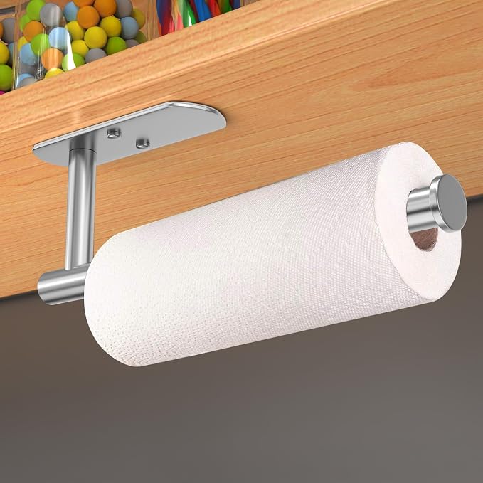 VAEHOLD Adhesive Paper Towel Holder Under Cabinet Mount, Wall Mounted Paper - Image 5