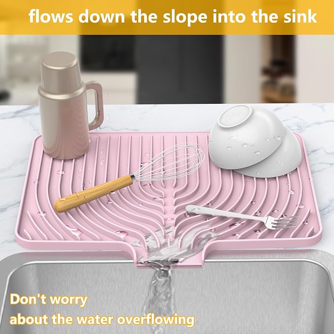 Silicone Drying Mat for Kitchen Counter, Dish Drying Rack Matt - Image 3
