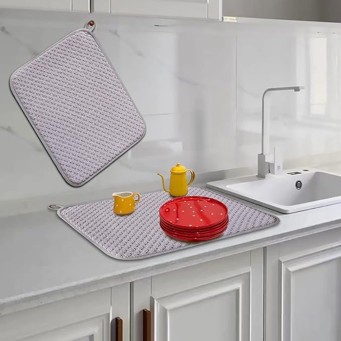 Dish Drying Mats for Kitchen Counter 2 Pack, Dish Drying Pads Absorbent - Image 2