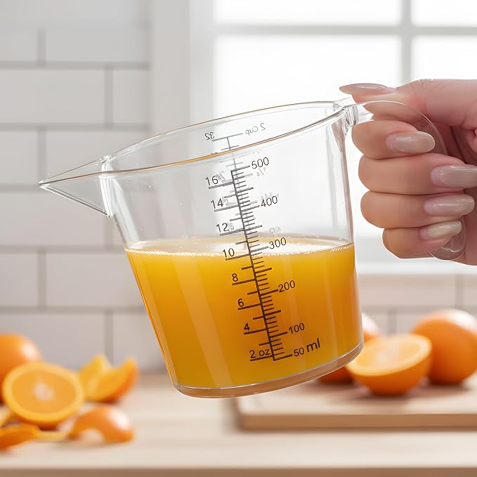 2 Cup Measuring Cup, Laser-Etched oz/cup/mL/Tbsp, Plastic Measuring Cup - Image 3