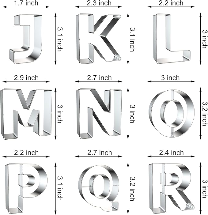 Alphabet Letter Cookie Cutters Shapes Large 3 Inch - Image 3