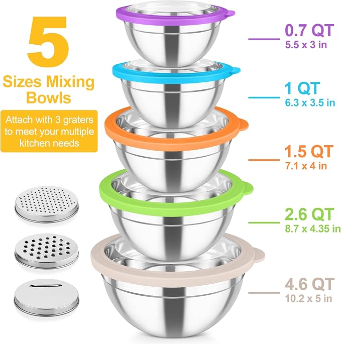TeamFar Mixing Bowls, Stainless Steel Salad Serving Bowl - Image 2