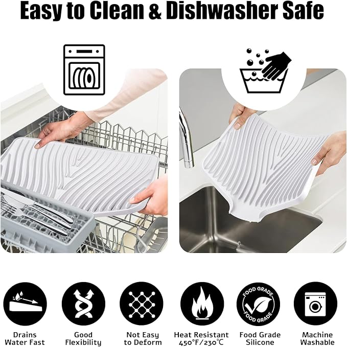 TIKNIK Silicone Dish Drying Mat, Stone Drying Mat - Image 4
