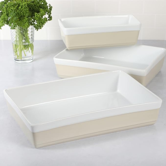 MARTHA STEWART 3-Piece Oven to Table Stoneware Bakeware Set – Baking Dish & - Image 2