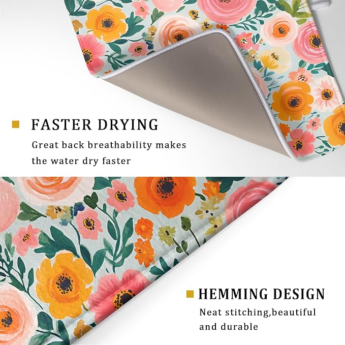 Watercolor Flower Dish Drying Mat - Image 3