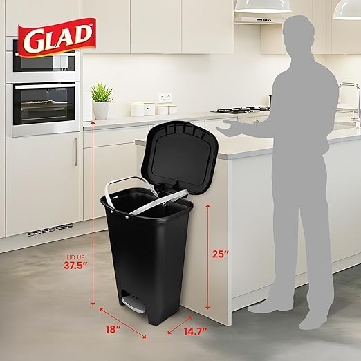 Glad 13 Gallon Trash Can, 2 Pack | Plastic Kitchen Waste Bin - Image 2