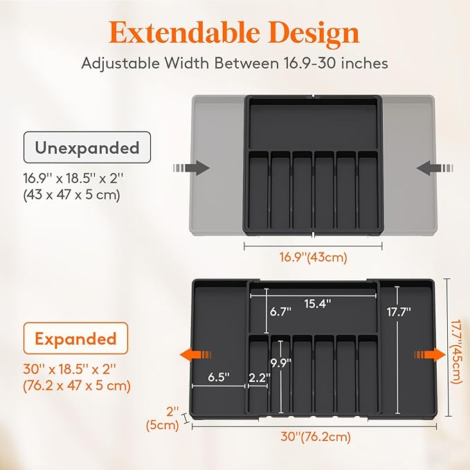 Lifewit Silverware Drawer Organizer, Expandable Utensil Tray - Image 4