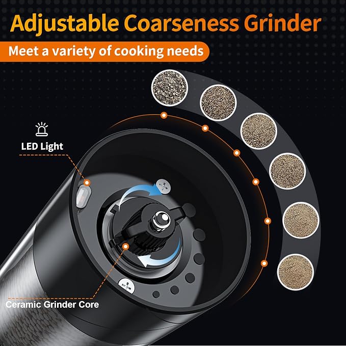 2Pack Electric Salt and Pepper Grinder Set USB Rechargeable - Image 3