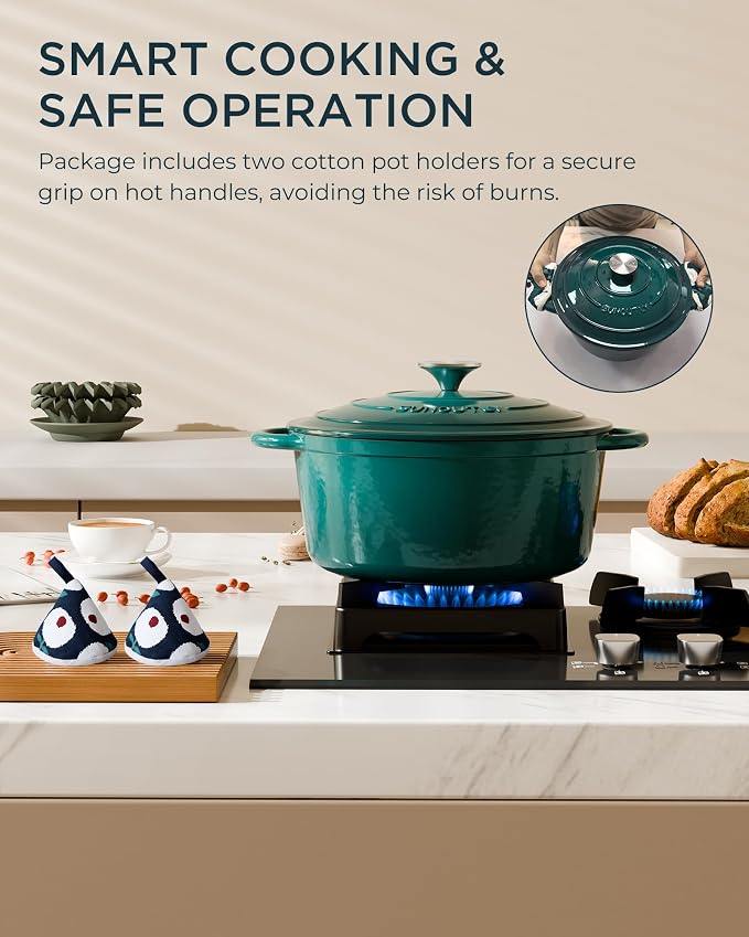 Enameled Cast Iron Dutch Oven - 6QT Pot - Heavy-Duty Cookware - Image 7