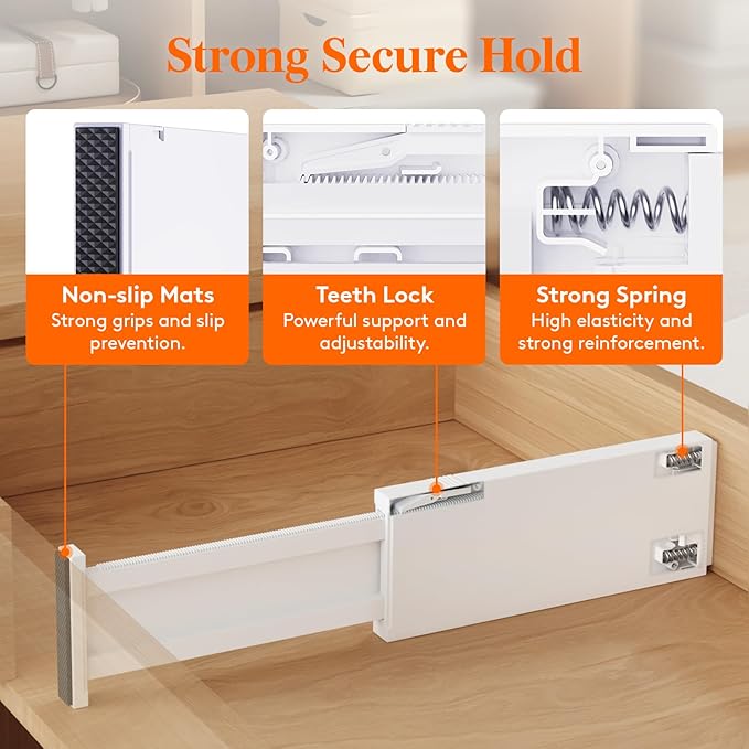 Lifewit 5 Pack 4" High Drawer Dividers 28-43.5cm/11-17" Adjustable Drawer - Image 4