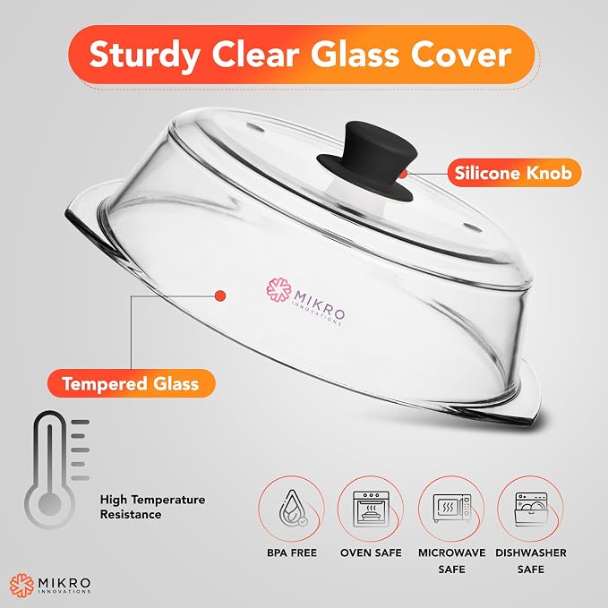 Tall Glass Microwave splatter cover | Sturdy clear 100% food safe BPA free - Image 2