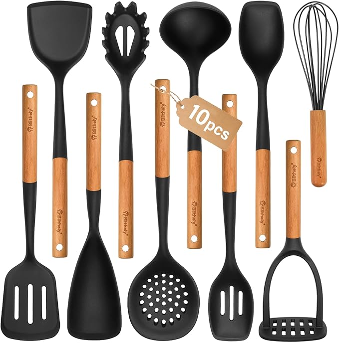 Large Silicone Cooking Utensils Set, Heat Resistant Silicone Utensils by Blithely