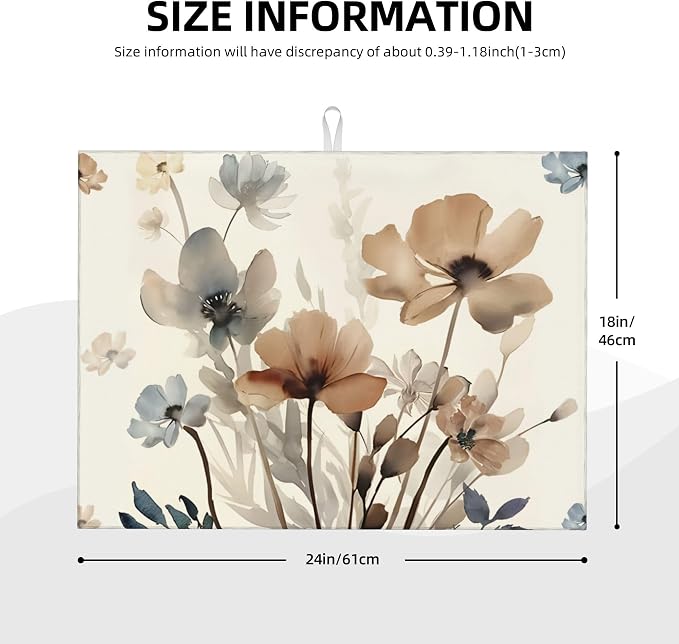 Floral Dish Drying Mat for Kitchen Counter, 18 x 24 Inch Microfiber Spring - Image 3