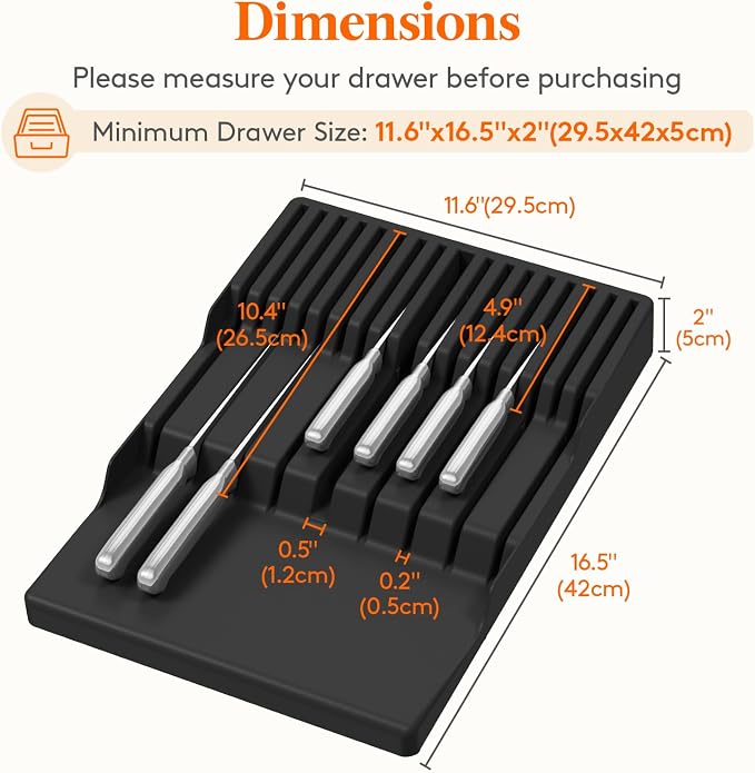 Lifewit Magnetic Drawer Knife Organizers Insert, Kitchen Plastic In Drawer - Image 2