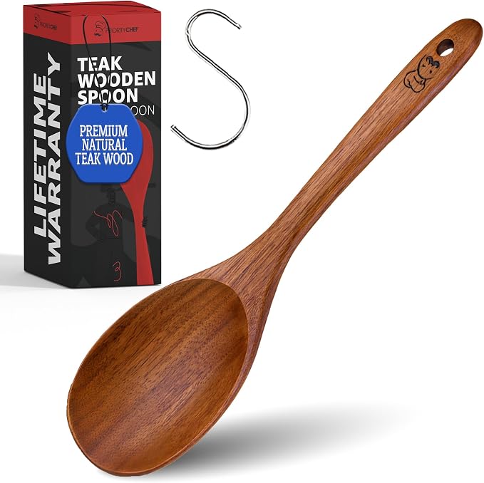PriorityChef Premium Teak Wooden Spoon by PriorityChef