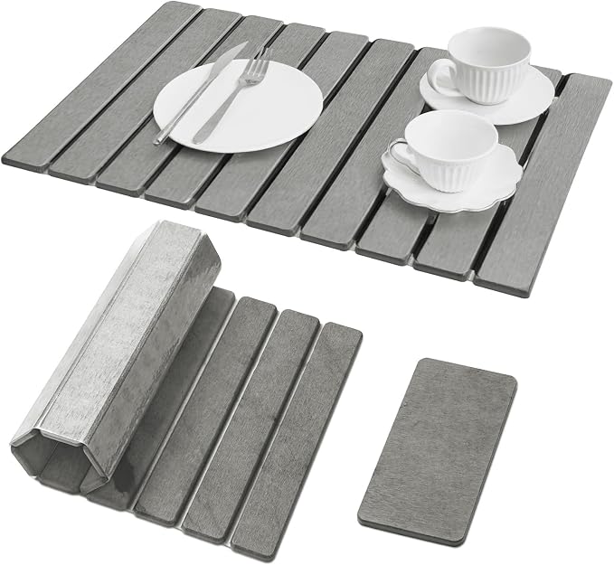 Large Stone Dish Drying Mat for Kitchen Counter, Quick Dry Stone Dishes Mats by Dropereum