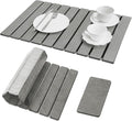 Large Stone Dish Drying Mat for Kitchen Counter, Quick Dry Stone Dishes Mats by Dropereum