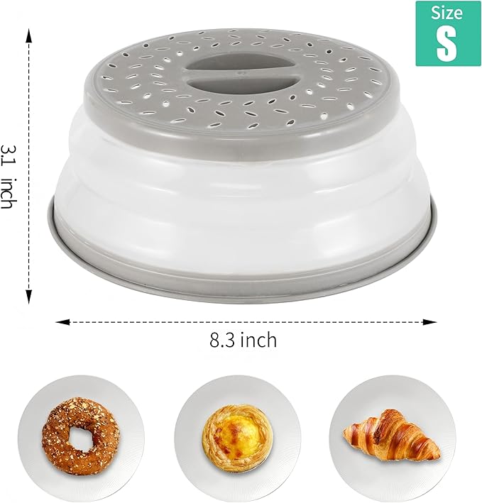 8.3inch Collapsible Microwave Food Cover, Splatter Guard, Vented Microwave Lid - Image 2