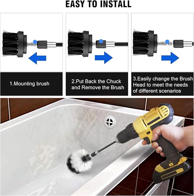 8 Pcs Drill Brush Attachment Set, Power Cleaning Scrub Brush Kit - Image 4
