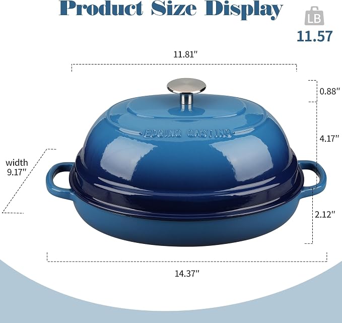 EDGING CASTING Enameled Oval Cast Iron Dutch Oven Pot - Image 2
