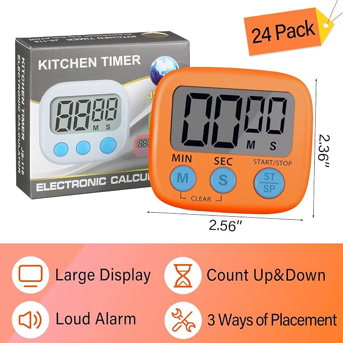 Weewooday 24 Pcs Digital Kitchen Timer Magnetic Timer Bulk On/Off Switch Minute - Image 2