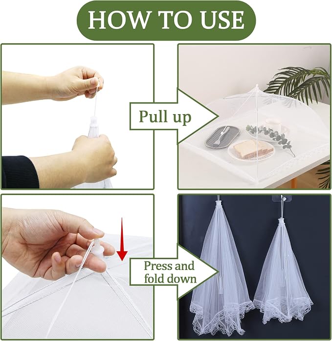 ZMCINER 7 Pack Food Covers for Outdoors Mesh Screen Include Food Tents 1 Extra - Image 4