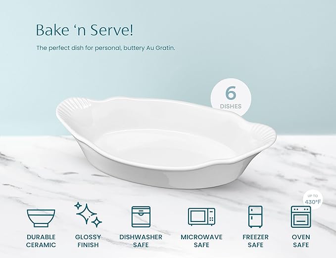 Au Gratin Baking Dishes, by Kook, Mini Casserole Dish, - Image 5